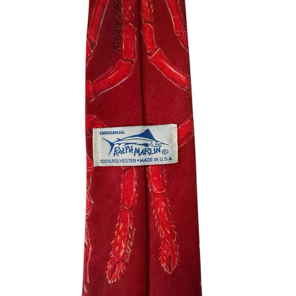 Ralph Marlin Lobster 1988 Vintage Novelty Necktie Red Polyester Made In USA - Picture 4 of 8